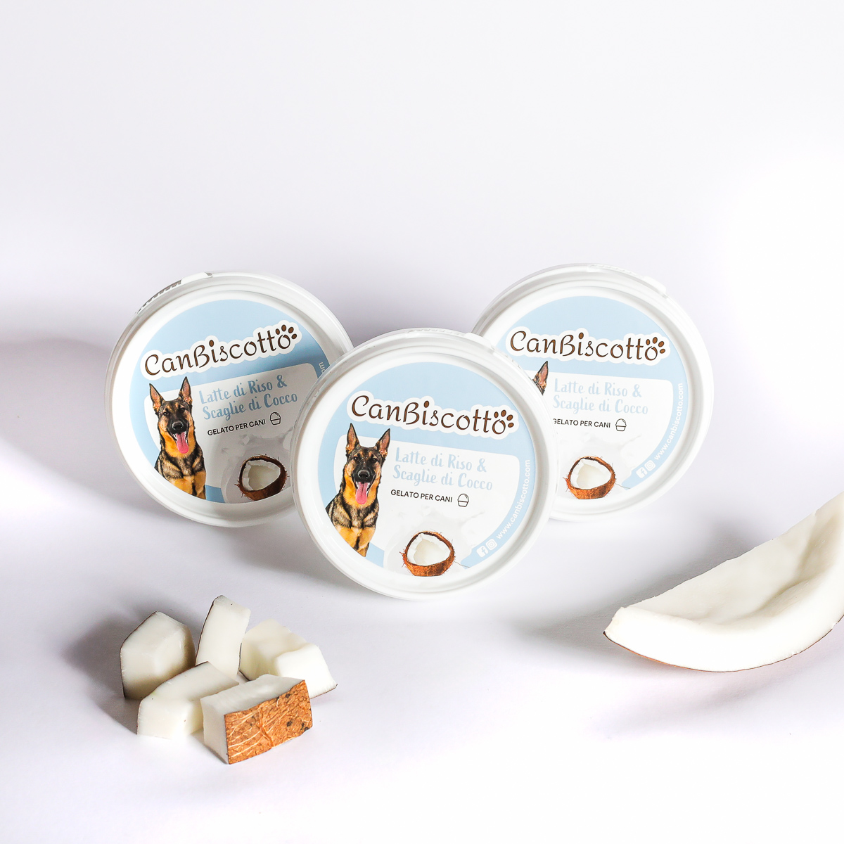 Gelato per cani gusto latte di riso e scaglie di cocco - 3x40g